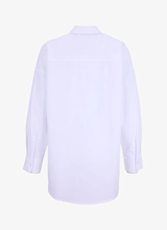 Fabrika Oversize Gömlek Yaka Taşlı Beyaz Kadın Gömlek F5WL-GML0098