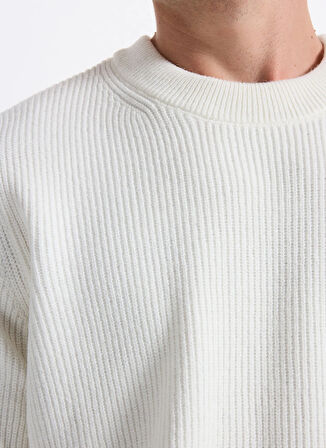 Fabrika Bisiklet Yaka Regular Fit Düz Ekru Erkek Kazak FC4WM-KZK 2599.