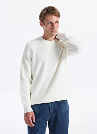 Fabrika Bisiklet Yaka Regular Fit Düz Ekru Erkek Kazak FC4WM-KZK 2599.