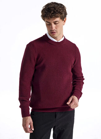 Fabrika Bisiklet Yaka Regular Fit Düz Bordo Erkek Kazak FC4WM-KZK 2599.