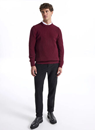 Fabrika Bisiklet Yaka Regular Fit Düz Bordo Erkek Kazak FC4WM-KZK 2599.