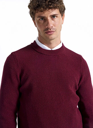 Fabrika Bisiklet Yaka Regular Fit Düz Bordo Erkek Kazak FC4WM-KZK 2599.