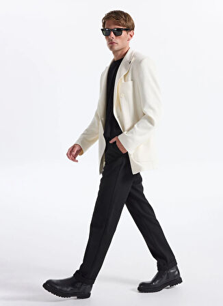 Fabrika Bağlamalı Bel Duble Paça Jogger Siyah Erkek Pantolon F5WM-PNT 2531