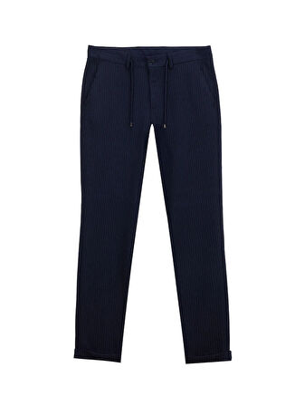 Fabrika Bağlamalı Bel Duble Paça Jogger Lacivert Erkek Pantolon F5WM-PNT 2533