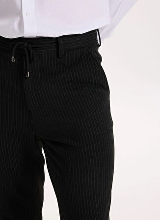 Fabrika Bağlamalı Bel Duble Paça Jogger Siyah Erkek Pantolon F5WM-PNT 2533
