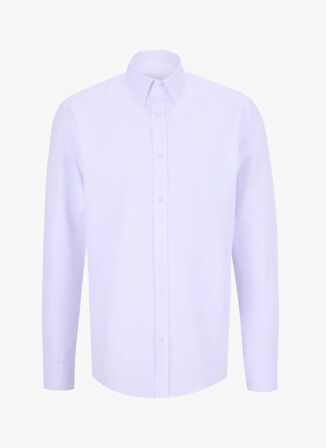 Fabrika Slim Fit Gömlek Yaka Armürlü Beyaz Erkek Gömlek MAYDOS-Y 305