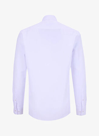 Fabrika Slim Fit Gömlek Yaka Armürlü Beyaz Erkek Gömlek MAYDOS-Y 305