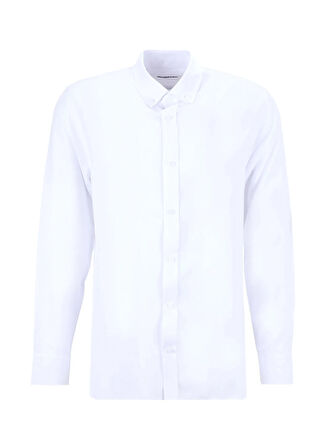 Fabrika Slim Fit Düğmeli Yaka Armürlü Beyaz Erkek Gömlek MAYDOS-Y 430