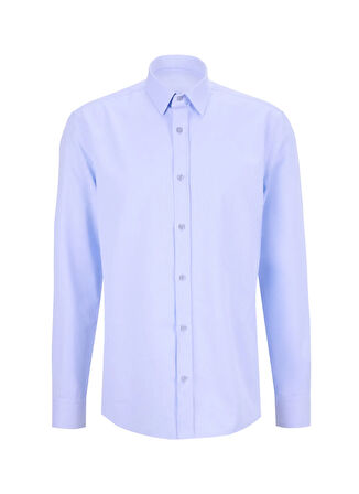 Fabrika Slim Fit Gömlek Yaka Armürlü Mavi Erkek Gömlek MAYDOS-Y 305