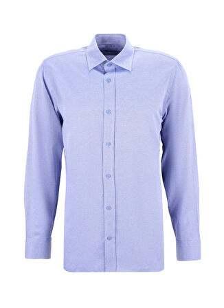 Fabrika Regular Fit Gömlek Yaka Armürlü Koyu Mavi Erkek Gömlek MAYDOS-Y 400