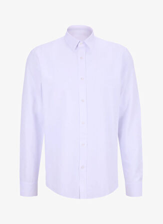 Fabrika Slim Fit Gömlek Yaka Armürlü Beyaz Erkek Gömlek MAYDOS-Y 402