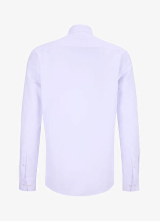 Fabrika Slim Fit Gömlek Yaka Armürlü Beyaz Erkek Gömlek MAYDOS-Y 402