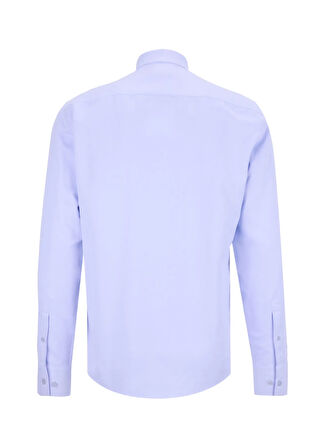 Fabrika Slim Fit Alttan Britli Yaka Armürlü Mavi Erkek Gömlek MAYDOS-Y 301