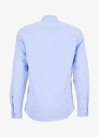 Fabrika Slim Fit Gömlek Yaka Armürlü Mavi Erkek Gömlek MAYDOS-Y 303