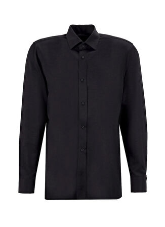 Fabrika Regular Fit Gömlek Yaka Armürlü Siyah Erkek Gömlek MAYDOS-Y 400