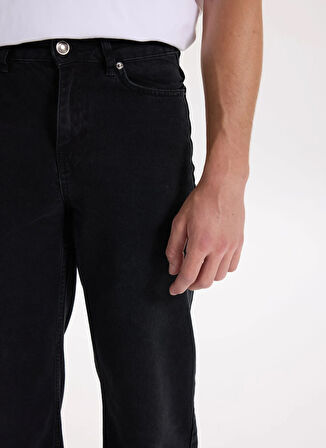 Fabrika Yüksek Bel Geniş Paça Straight Siyah Kadın Denim Pantolon F5WL-PNT0189
