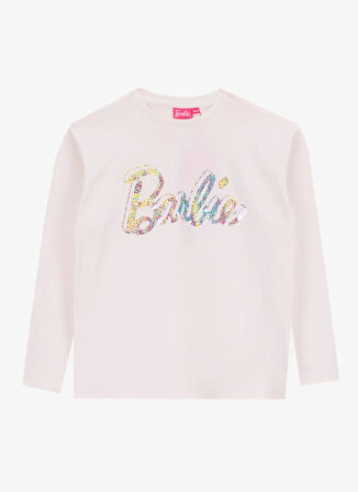 Barbie Baskılı Ekru Kız Çocuk T-Shirt BRB5WG-TST6020