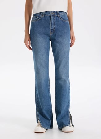 İndigo Kadın %100 Pamuk Straight Denim Pantolon F5WL-PNT0190