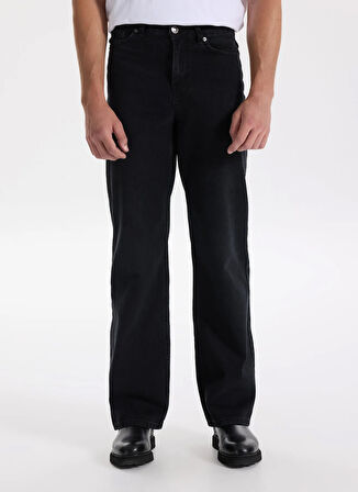 Fabrika Yüksek Bel Geniş Paça Straight Siyah Kadın Denim Pantolon F5WL-PNT0189