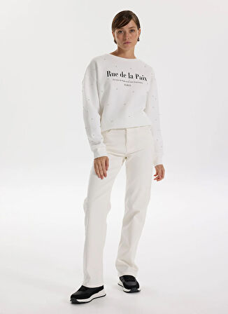 Fabrika Yüksek Bel Normal Paça Regular Straight Beyaz Kadın Denim Pantolon F5WL-PNT0192