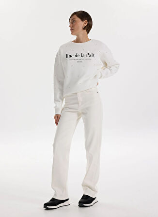 Fabrika Yüksek Bel Normal Paça Regular Straight Beyaz Kadın Denim Pantolon F5WL-PNT0192