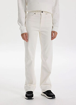 Fabrika Yüksek Bel Normal Paça Regular Straight Beyaz Kadın Denim Pantolon F5WL-PNT0192