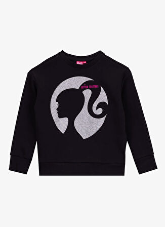 Barbie Düz Kız Çocuk Siyah Sweatshırt BRB5WG-SWT6617