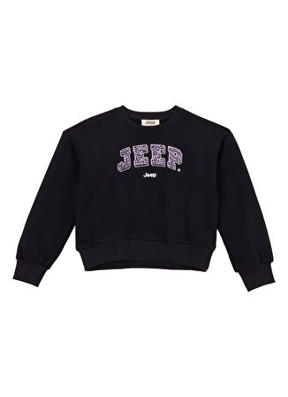 Jeep Baskılı Kız Çocuk Siyah Sweatshırt J5WG-SWT7552