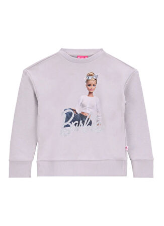 Barbie Baskılı Kız Çocuk Gri Sweatshırt BRB5WG-SWT6042