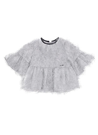 Barbie Payetli Gümüş Kız Çocuk Bluz BRB5WG-BLZ6203