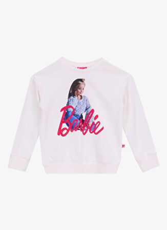 Barbie Baskılı Kız Çocuk Ekru Sweatshırt BRB5WG-SWT6639
