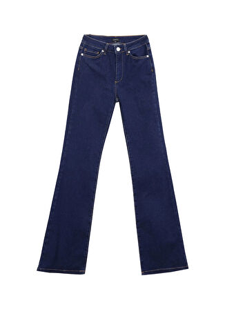 Fabrika Yüksek Bel Geniş Paça Flare Koyu İndigo Kadın Denim Pantolon F5WL-PNT0193