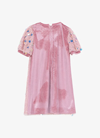 Barbie Pullu Pembe Kız Çocuk Abiye Elbise BRB5WG-ELB6148