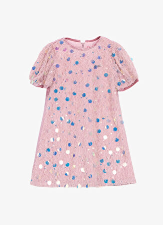 Barbie Pullu Pembe Kız Çocuk Abiye Elbise BRB5WG-ELB6148