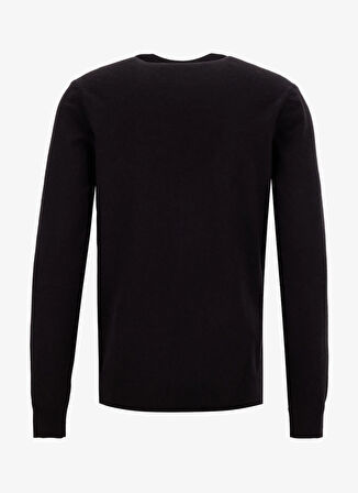 Fabrika Bisiklet Yaka Slim Fit Düz Siyah Erkek Kazak F5WM-KZK 2883