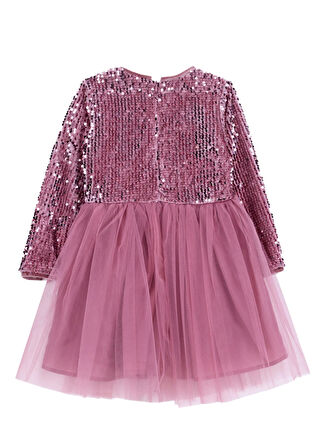 Barbie Pullu Pembe Kız Çocuk Abiye Elbise BRB5WG-ELB6661