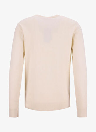 Fabrika Bisiklet Yaka Slim Fit Düz Ekru Erkek Kazak F5WM-KZK 2883