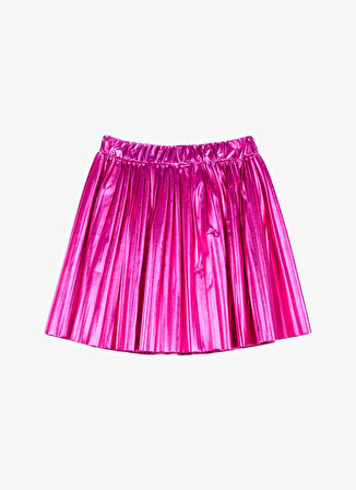 Barbie Lastikli Bel Normal Pembe Varaklı Kısa Kız Çocuk Etek BRB5WG-ETK6115