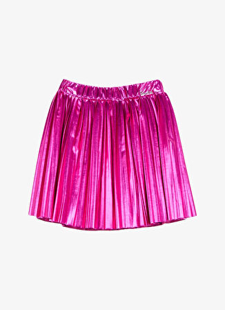 Barbie Lastikli Bel Normal Pembe Varaklı Kısa Kız Çocuk Etek BRB5WG-ETK6115