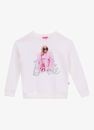 Barbie Desenli Kız Çocuk Ekru Sweatshırt BRB5WG-SWT6028