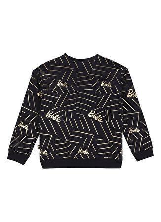 Barbie Baskılı Kız Çocuk Siyah Sweatshırt BRB5WG-SWT6203
