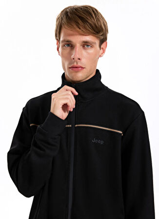 Jeep Dik Yaka Düz Siyah Erkek Sweatmont J5WM-SWT7330