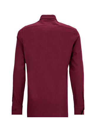Fabrika Slim Fit Gömlek Yaka Düz Bordo Erkek Gömlek F5WM-GML 2574