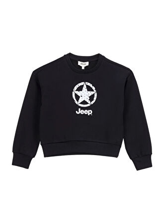 Jeep Baskılı Kız Çocuk Siyah Sweatshırt J5WG-SWT7554