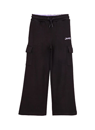 Jeep Bol Paça Siyah Kız Çocuk Eşofman Altı J5WG-EA7588