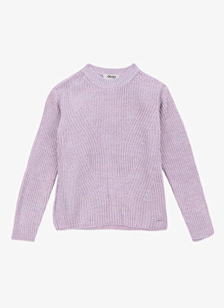 Jeep Bisiklet Yaka Relaxed Düz Lila Kız Çocuk Kazak J5WG-KZK7604