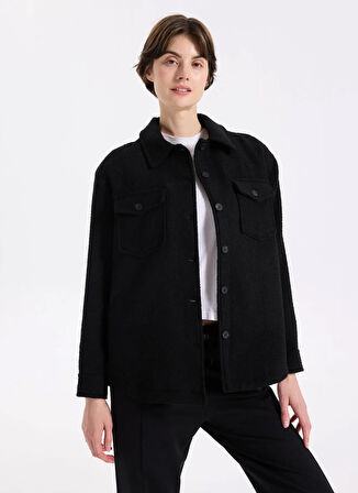 Discovery Expedition D5WL-GML3584 Siyah Relaxed Düz Kadın Gömlek