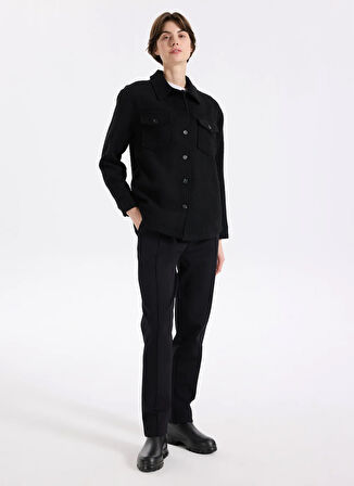 Discovery Expedition D5WL-GML3584 Siyah Relaxed Düz Kadın Gömlek