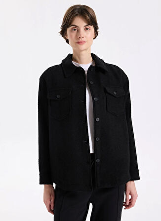 Discovery Expedition D5WL-GML3584 Siyah Relaxed Düz Kadın Gömlek