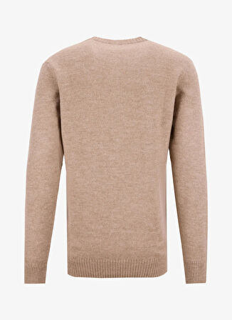 Fabrika Bisiklet Yaka Slim Fit Düz Haki Erkek Kazak F5WM-KZK 2321